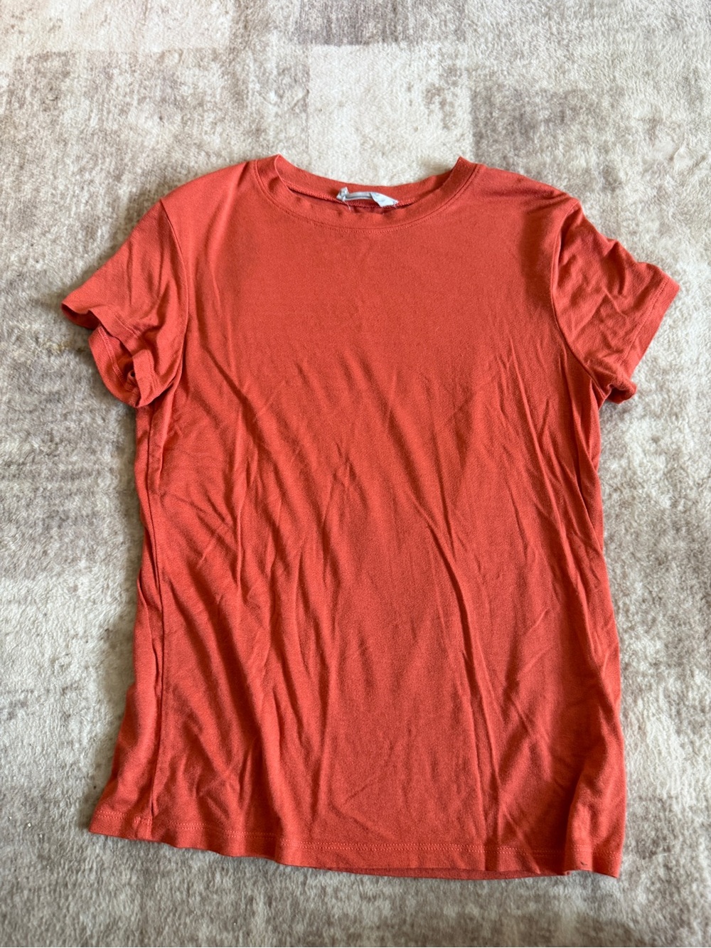 Double Zero Coral Orange Crewneck Short Sleeve Tee